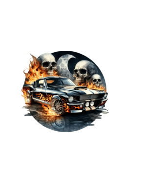 Muscle Car - Izomautó minta sötétkék pólón