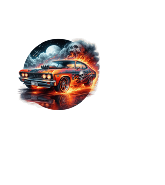 Muscle Car - Izomautó minta fehér pólón