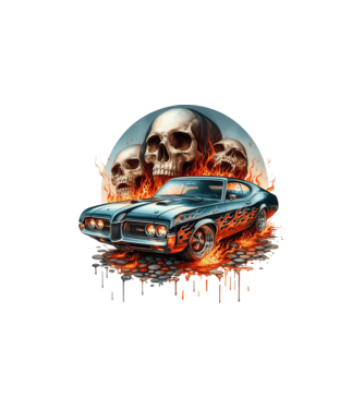 Muscle Car - Izomautó minta fehér pólón