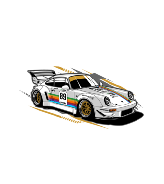 Porsche 964 minta fehér pólón