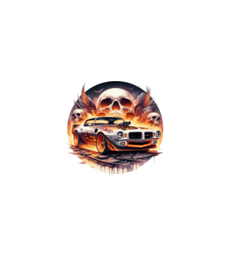 Muscle Car - Izomautó minta fekete pólón