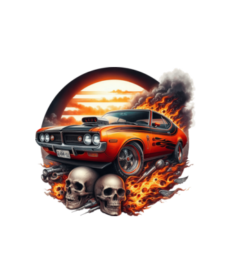 Muscle Car - Izomautó minta fehér pólón