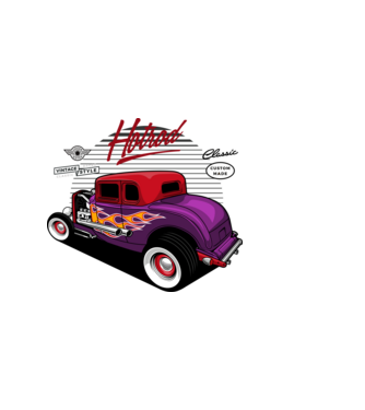 Hot Rod minta fehér pólón