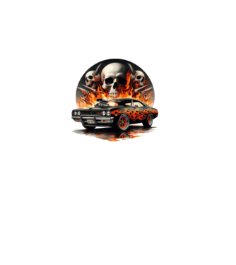 Muscle Car - Izomautó minta fekete pólón