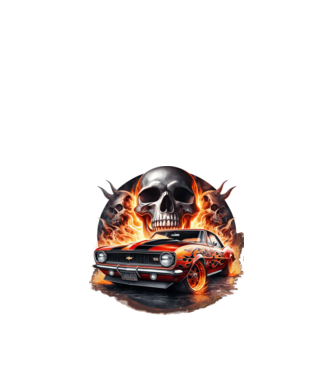 Muscle Car - Izomautó minta fekete pólón