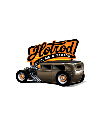 Hot Rod minta fehér pólón