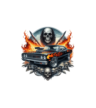 Muscle Car - Izomautó minta fehér pólón