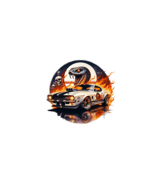 Muscle Car - Izomautó minta fekete pólón