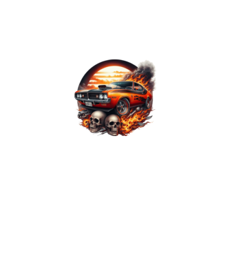 Muscle Car - Izomautó minta fekete pólón
