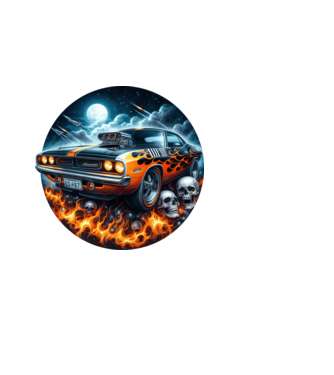 Muscle Car - Izomautó minta fekete pólón
