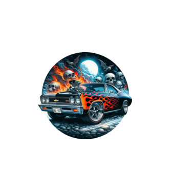 Muscle Car - Izomautó minta fehér pólón