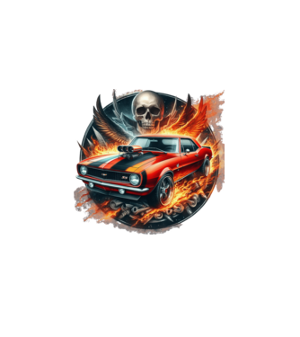 Muscle Car - Izomautó minta fekete pólón