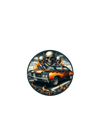 Muscle Car - Izomautó minta fekete pólón