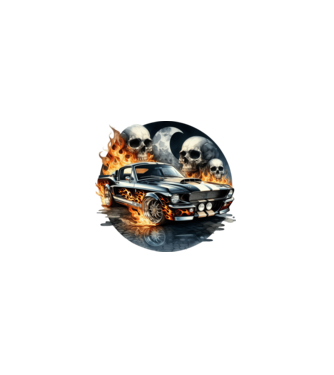 Muscle Car - Izomautó minta fekete pólón