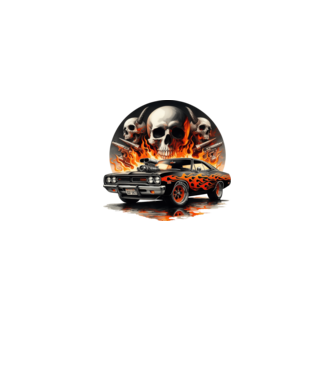 Muscle Car - Izomautó minta fekete pólón