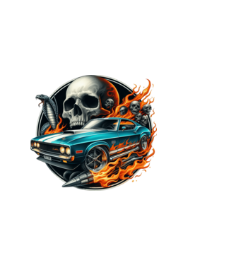 Muscle Car - Izomautó minta sötétkék pólón
