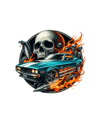 Muscle Car - Izomautó minta fehér pólón