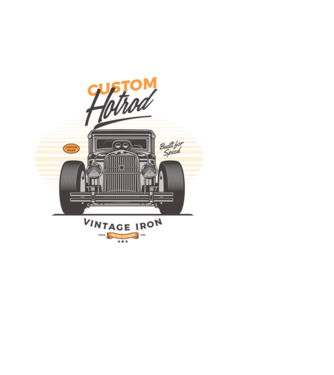 Hot Rod minta fehér pólón
