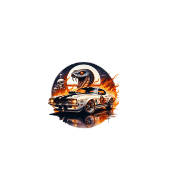 Muscle Car - Izomautó minta fekete pólón