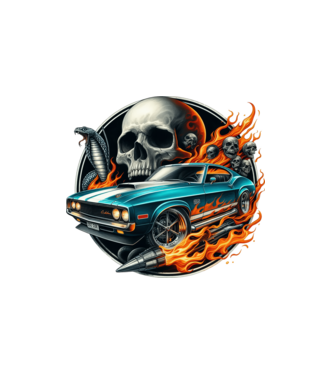 Muscle Car - Izomautó minta fehér pólón