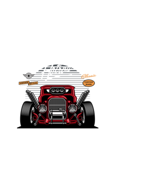 Hot Rod minta fehér pólón