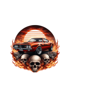 Muscle Car - Izomautó minta fekete pólón