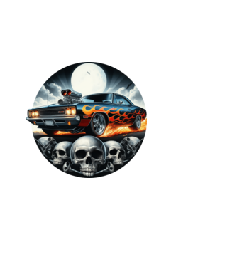 Muscle Car - Izomautó minta fekete pólón