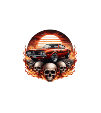 Muscle Car - Izomautó minta fehér pólón