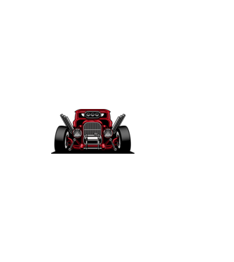 Hot Rod minta fehér pólón