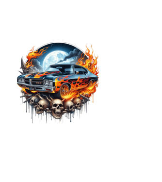 Muscle Car - Izomautó minta fekete pólón