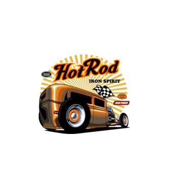Hot Rod minta fehér pólón