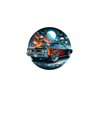 Muscle Car - Izomautó minta fekete pólón