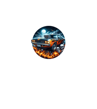 Muscle Car - Izomautó minta fekete pólón