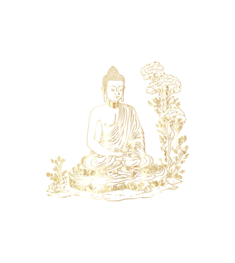 Buddha minta homokszín pólón