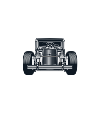 Hot Rod minta fehér pólón