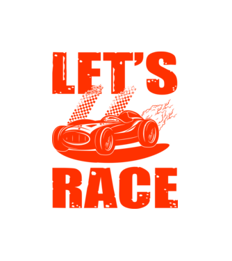 Let's Race - Versenyezzünk! minta fekete pólón
