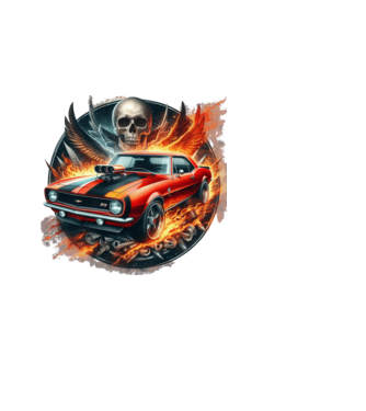 Muscle Car - Izomautó minta fekete pólón