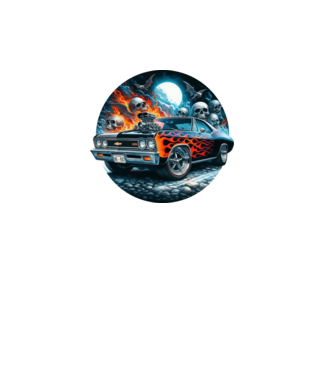 Muscle Car - Izomautó minta fekete pólón