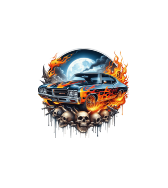 Muscle Car - Izomautó minta fehér pólón