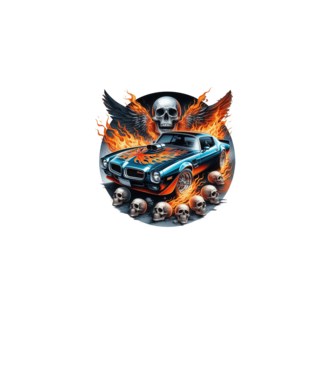 Muscle Car - Izomautó minta fekete pólón