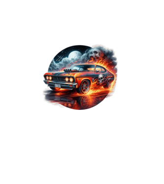 Muscle Car - Izomautó minta fekete pólón
