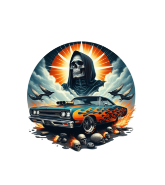 Muscle Car - Izomautó minta fehér pólón
