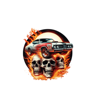 Muscle Car - Izomautó minta fehér pólón