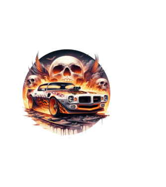 Muscle Car - Izomautó minta sötétkék pólón