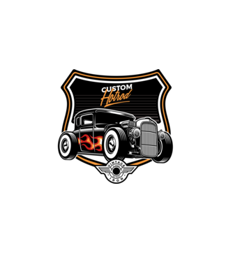 Hot Rod minta fehér pólón