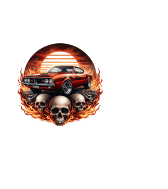 Muscle Car - Izomautó minta fekete pólón