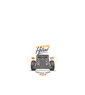 Hot Rod minta fehér pólón