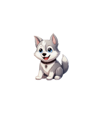 Szibériai Husky kiskutya  minta fehér pólón