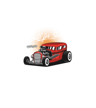 Hot Rod minta fekete pólón