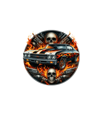 Muscle Car - Izomautó minta fehér pólón